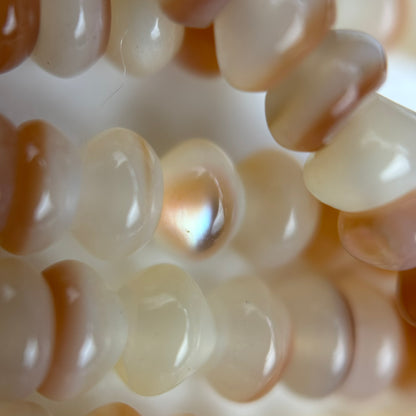 Cream Beige Mother Of Pearl Polished Rondelle Beads