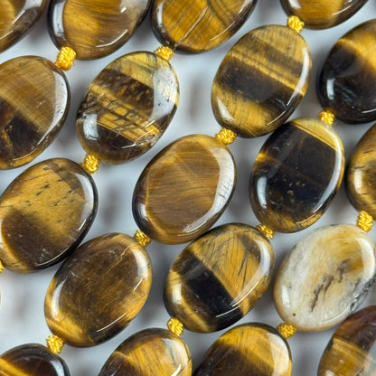 Tiger's Eye Oval Polished Gemstone Beads - (A Quality)