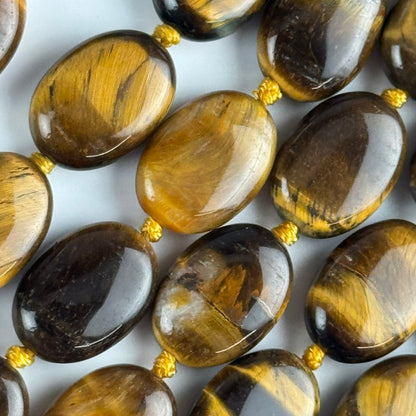 Tiger's Eye Oval Polished Gemstone Beads - (A Quality)