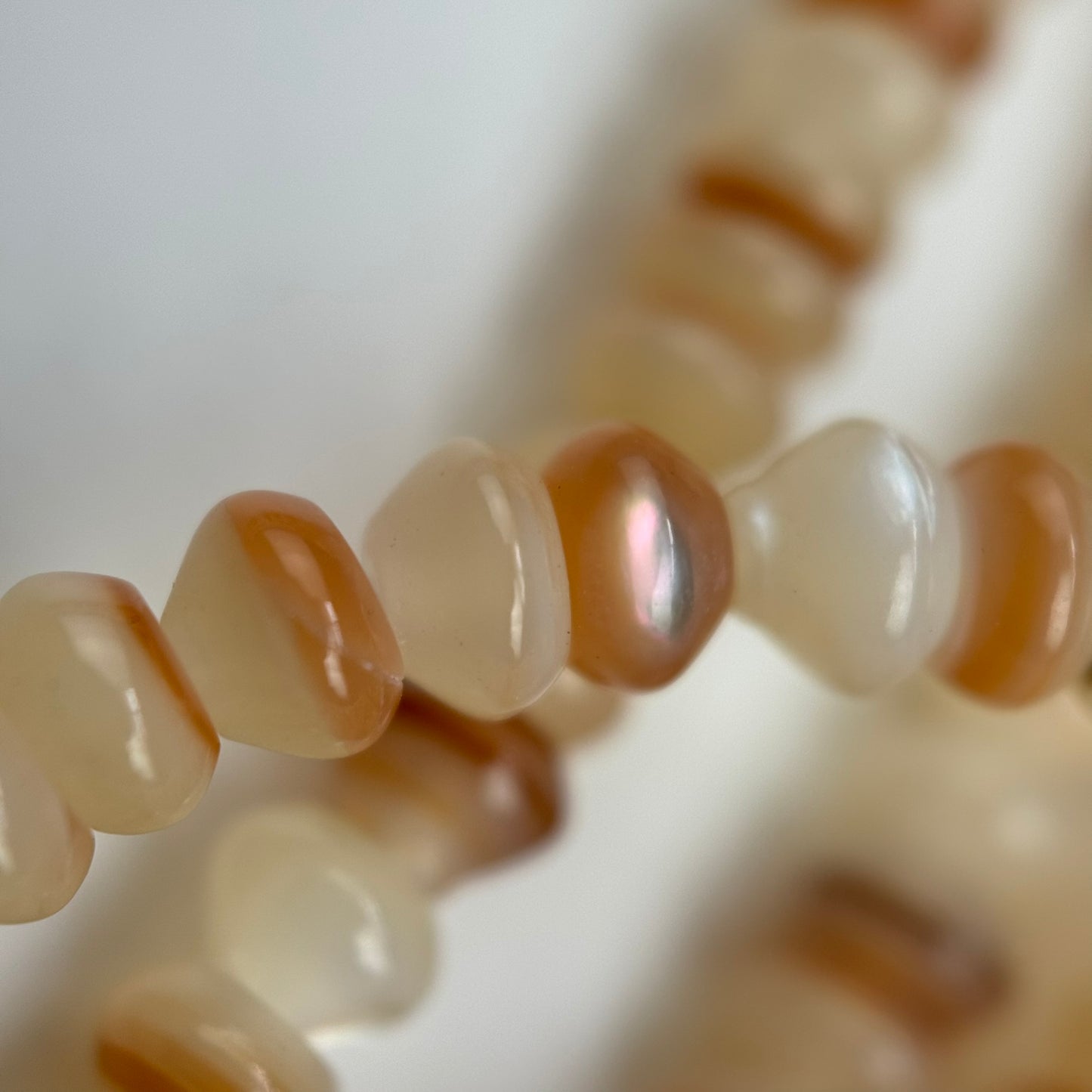 Cream Beige Mother Of Pearl Polished Rondelle Beads