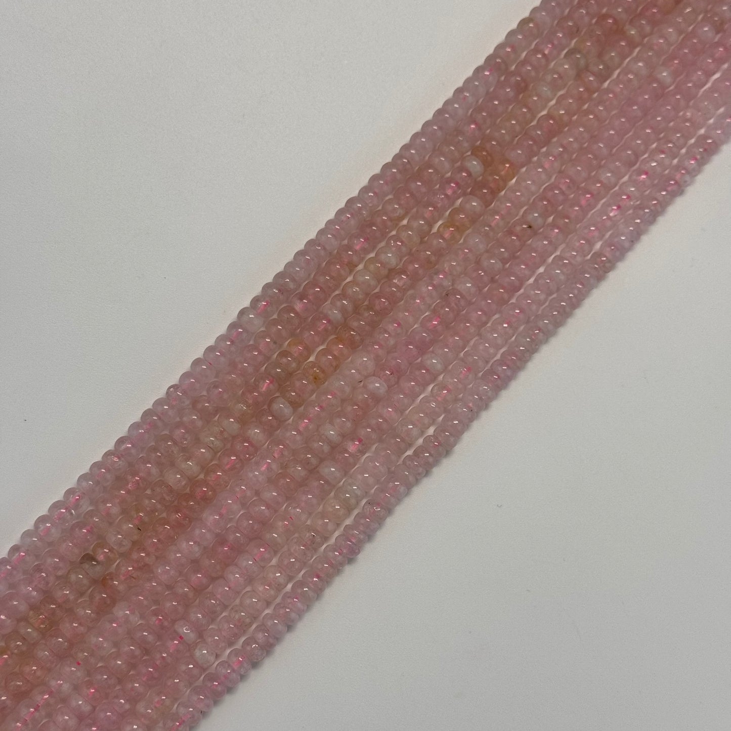Morganite Polished Rondelle Beads – Natural Gemstone