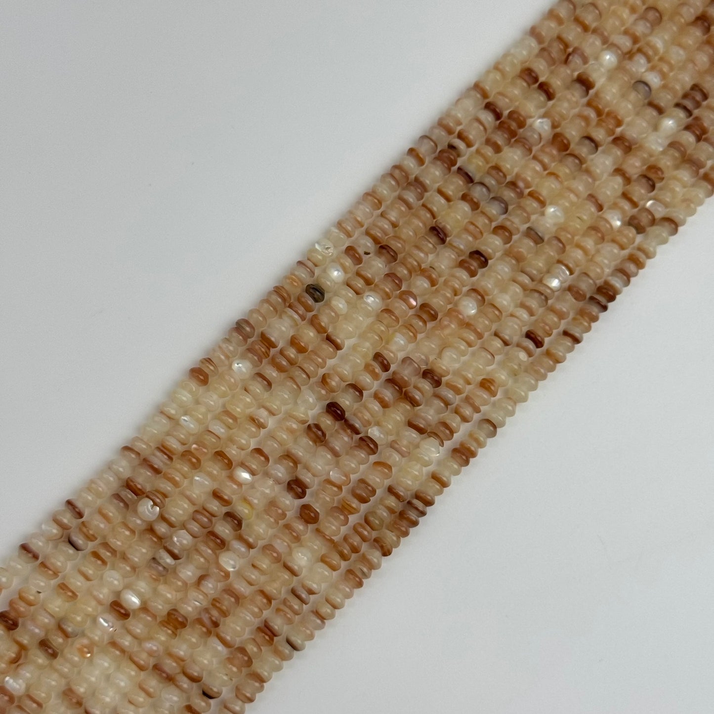 Cream Beige Mother Of Pearl Polished Rondelle Beads
