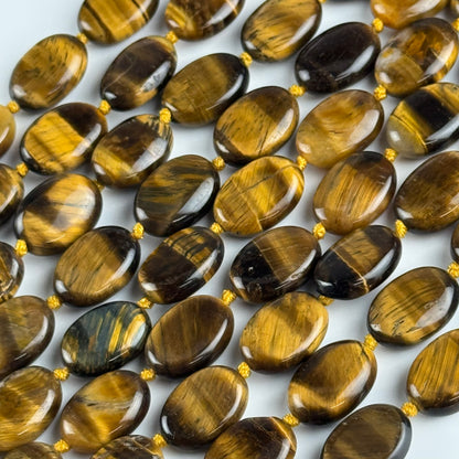 Tiger's Eye Oval Polished Gemstone Beads - (A Quality)