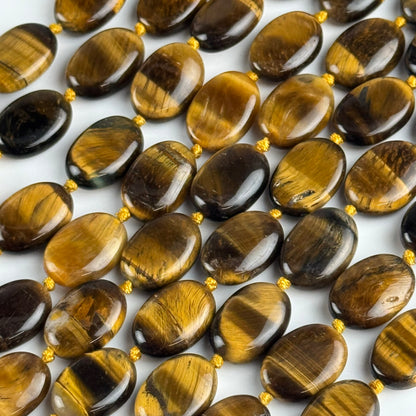 Tiger's Eye Oval Polished Gemstone Beads - (A Quality)