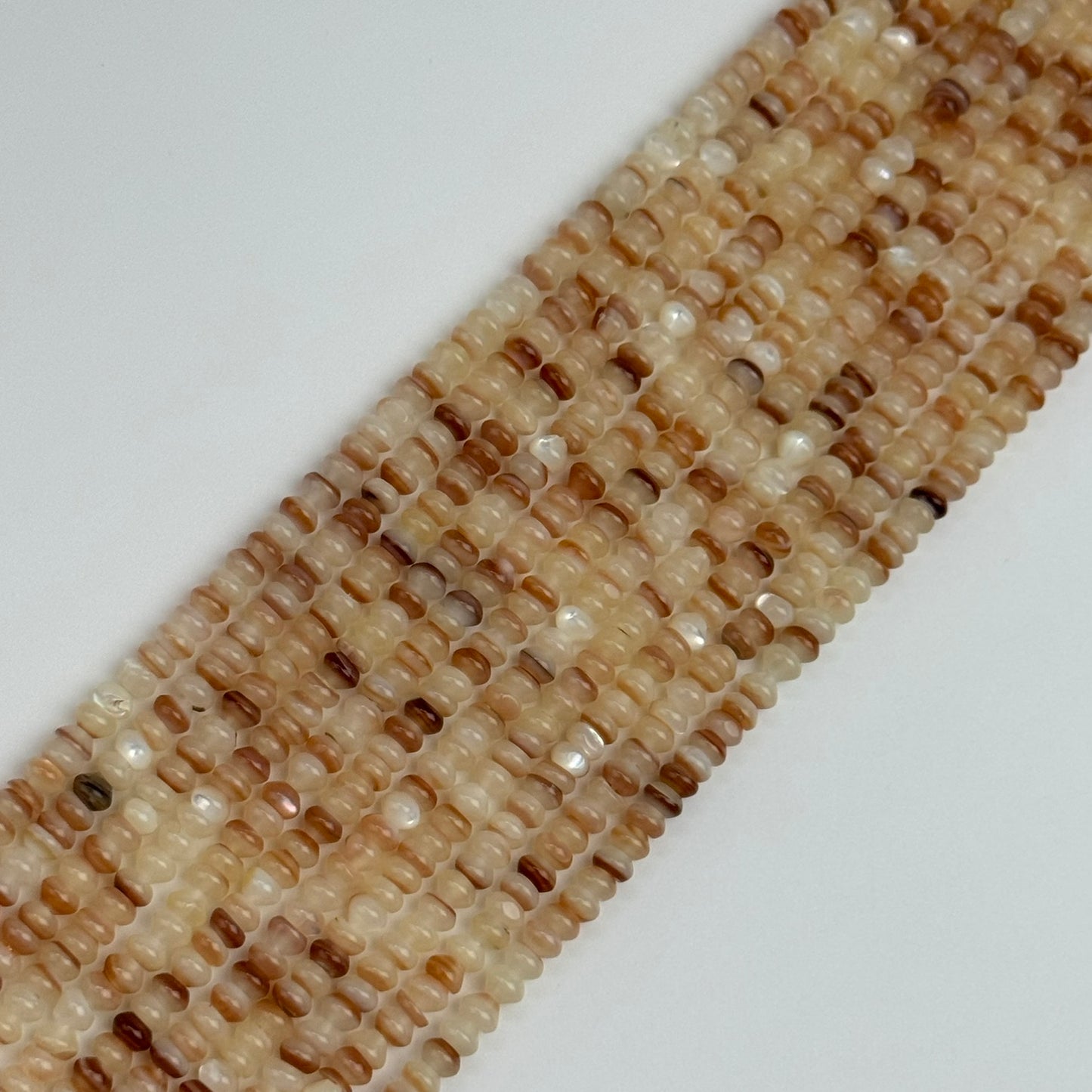 Cream Beige Mother Of Pearl Polished Rondelle Beads