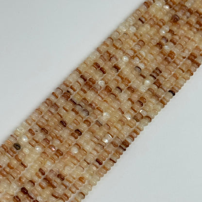 Cream Beige Mother Of Pearl Polished Rondelle Beads