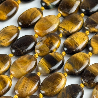 Tiger's Eye Oval Polished Gemstone Beads - (A Quality)