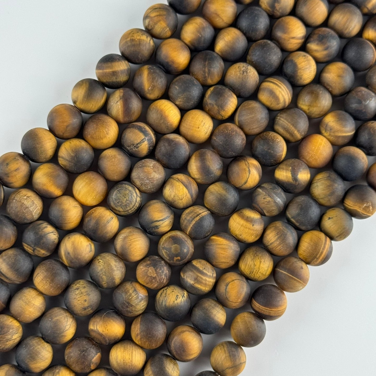 Tiger's Eye Round Frosted Beads (A Quality)
