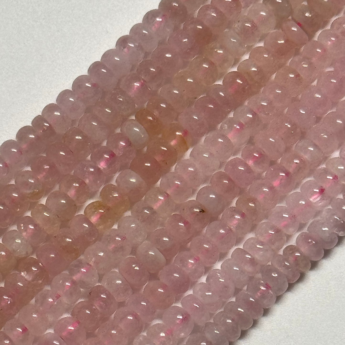 Morganite Polished Rondelle Beads – Natural Gemstone