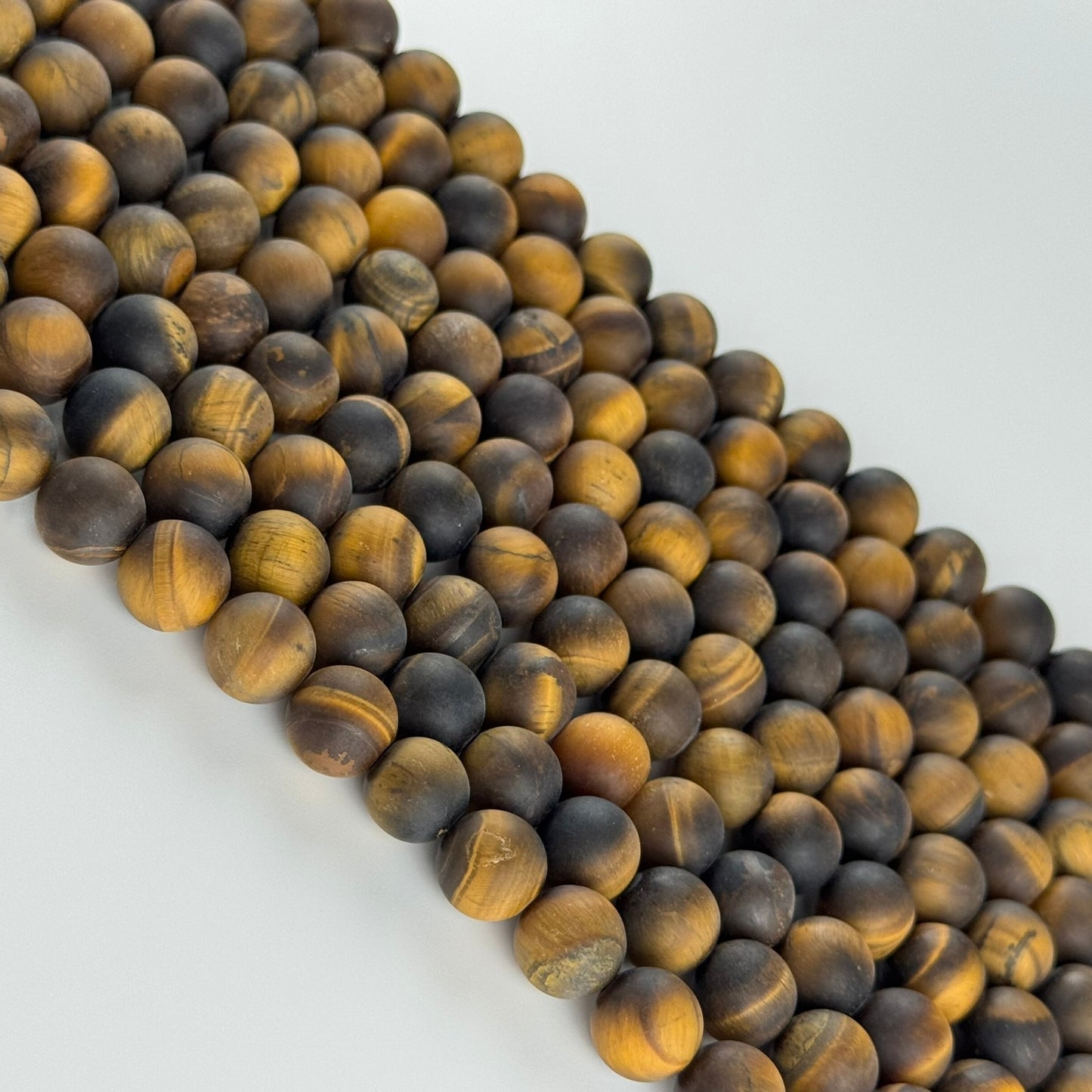Tiger's Eye Round Frosted Beads (A Quality)