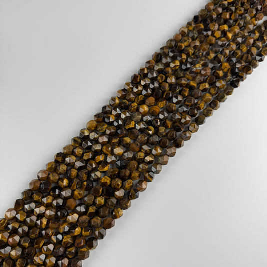 Tiger's Eye Diamond-Cut Beads (AA Quality)