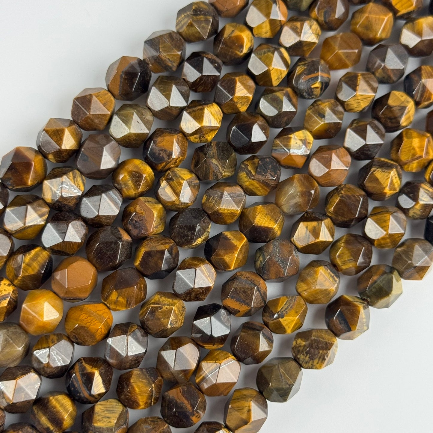 Tiger's Eye Diamond-Cut Beads (AA Quality)