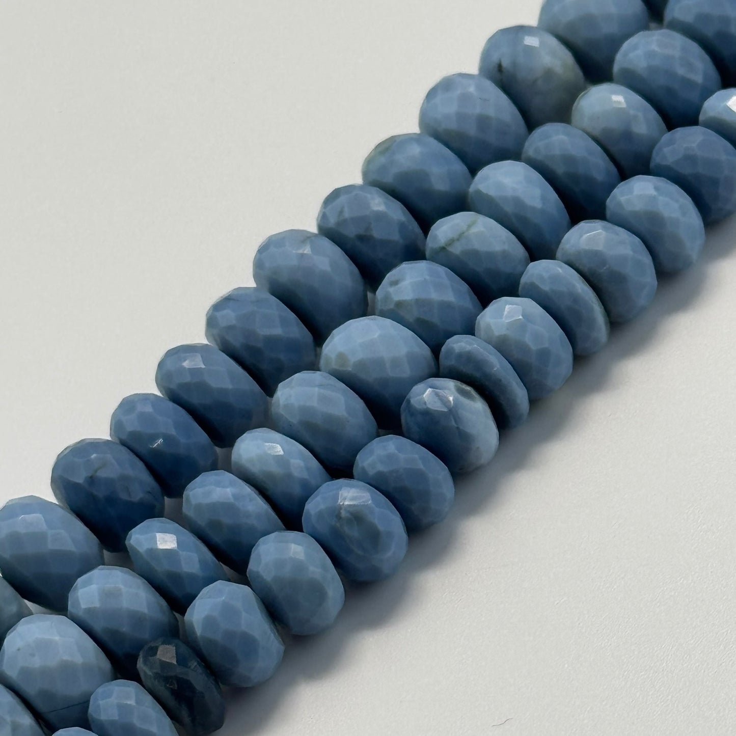 Blue Opal Faceted Rondelle Gemstone Beads