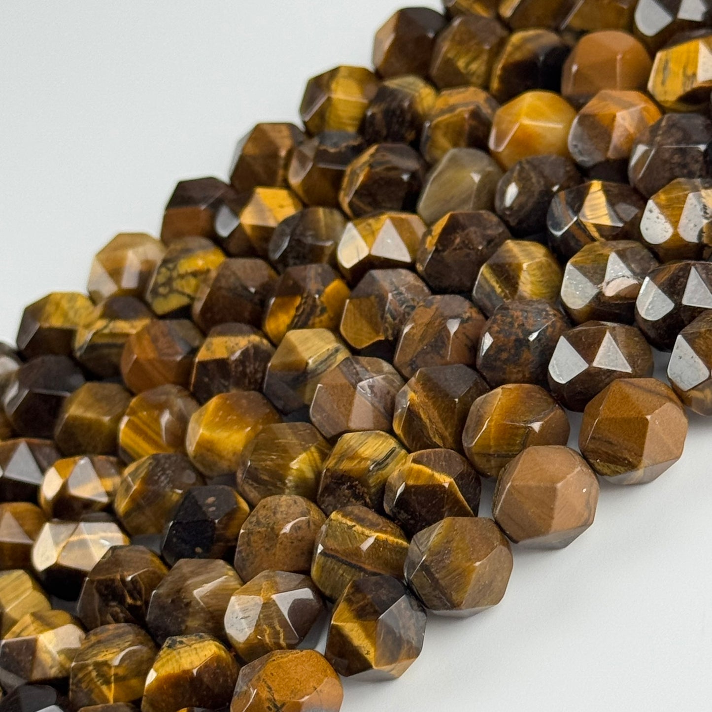 Tiger's Eye Diamond-Cut Beads (AA Quality)