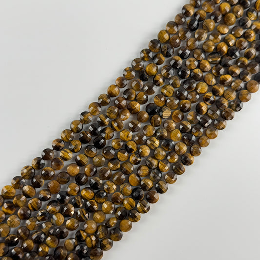 Tiger's Eye Faceted Lentils Gemstone Beads - (AA Quality)