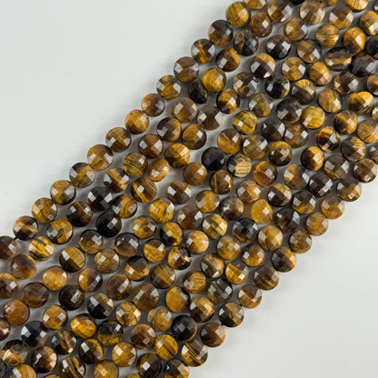 Tiger's Eye Faceted Lentils Gemstone Beads - (AA Quality)