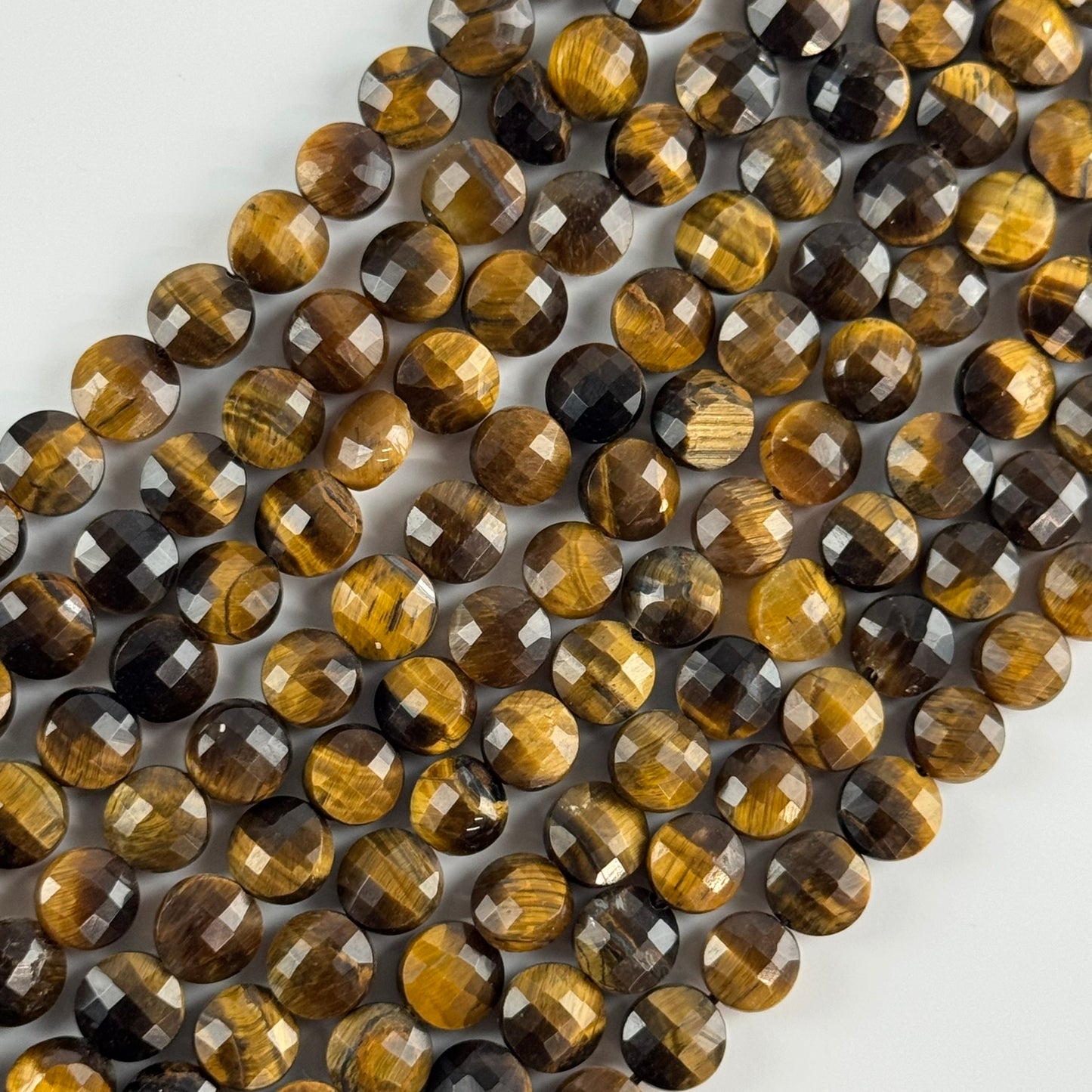 Tiger's Eye Faceted Lentils Beads (AA Quality)