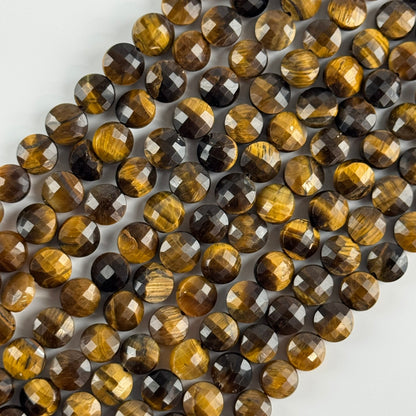 Tiger's Eye Faceted Lentils Gemstone Beads - (AA Quality)