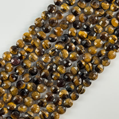 Tiger's Eye Faceted Lentils Gemstone Beads - (AA Quality)