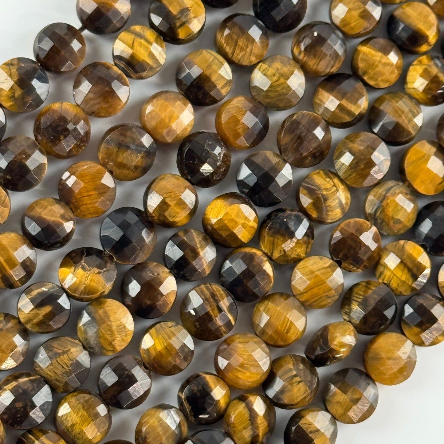Tiger's Eye Faceted Lentils Beads (AA Quality)