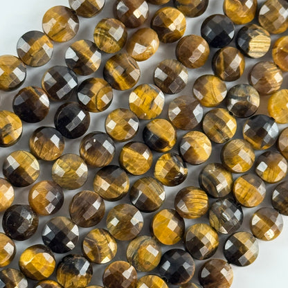 Tiger's Eye Faceted Lentils Gemstone Beads - (AA Quality)