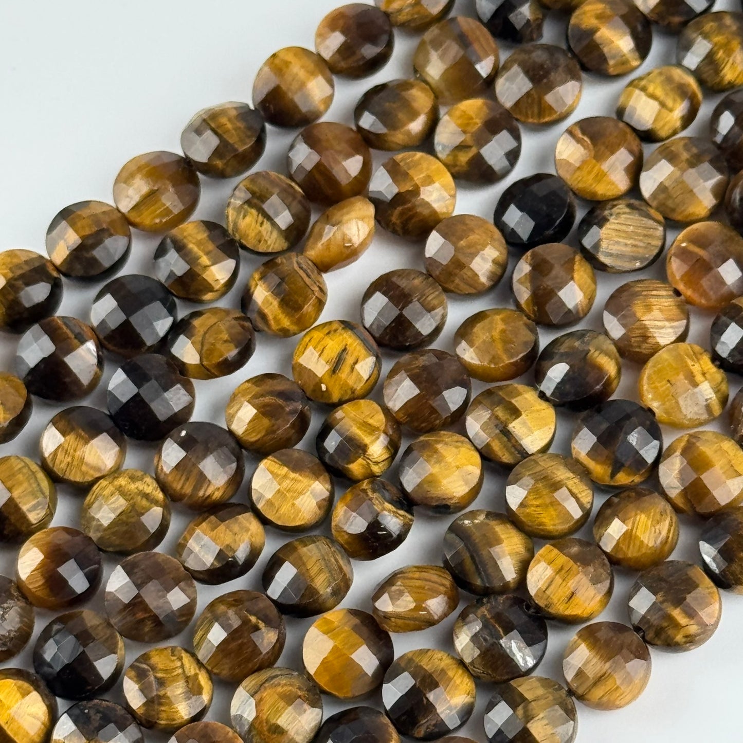 Tiger's Eye Faceted Lentils Beads (AA Quality)