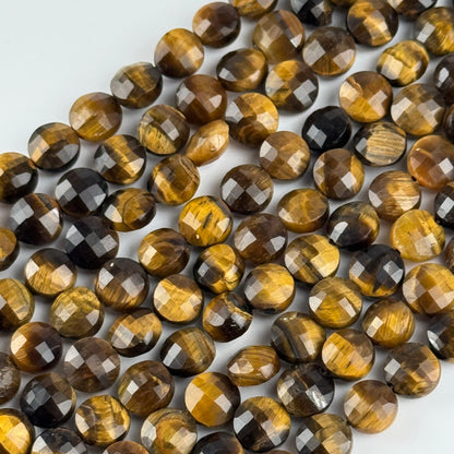 Tiger's Eye Faceted Lentils Gemstone Beads - (AA Quality)