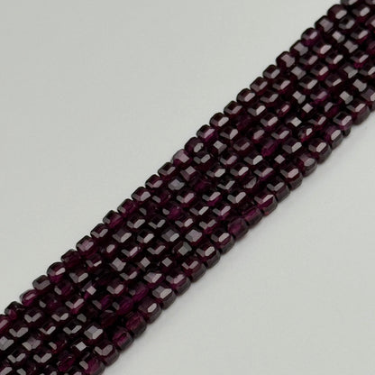 Faceted Garnet Beads - Square Shape (AAAA Quality)