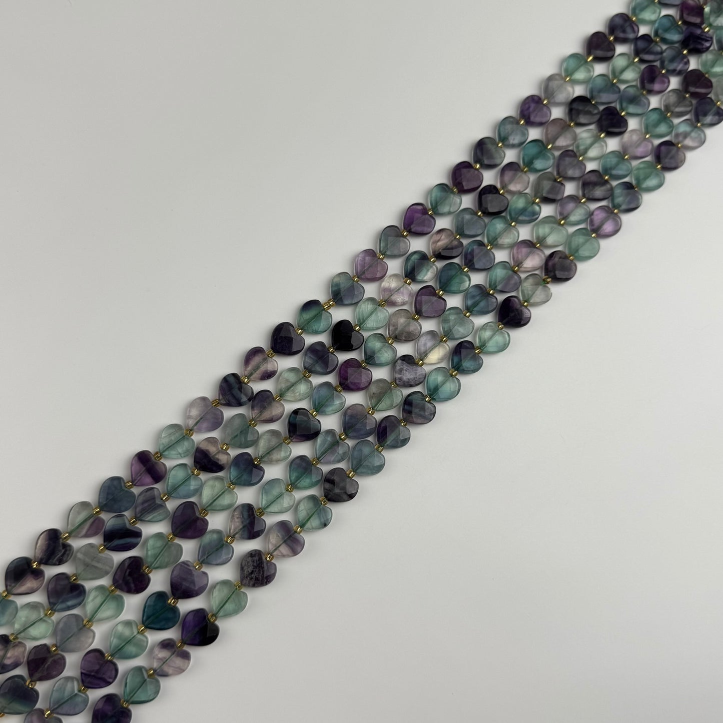 Fluorite Faceted Beads - Heart Shape
