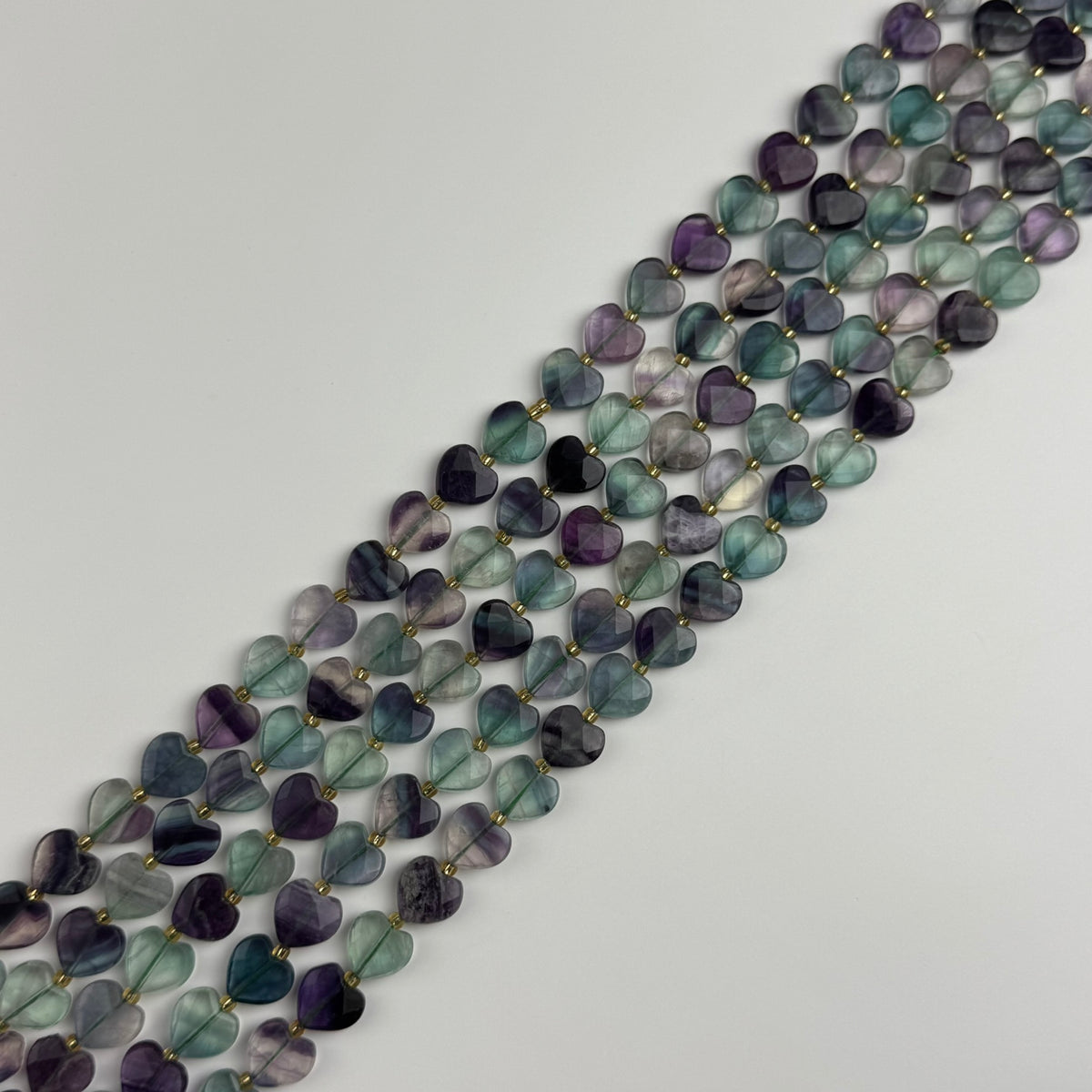 Fluorite Faceted Beads - Heart Shape