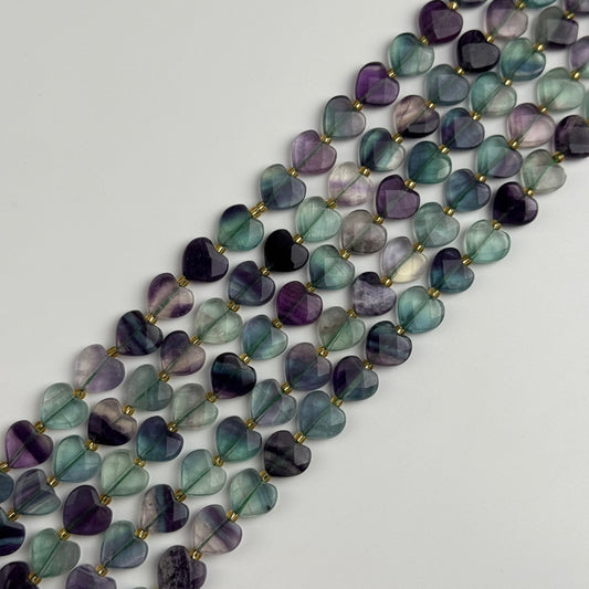 Fluorite Faceted Beads - Heart Shape