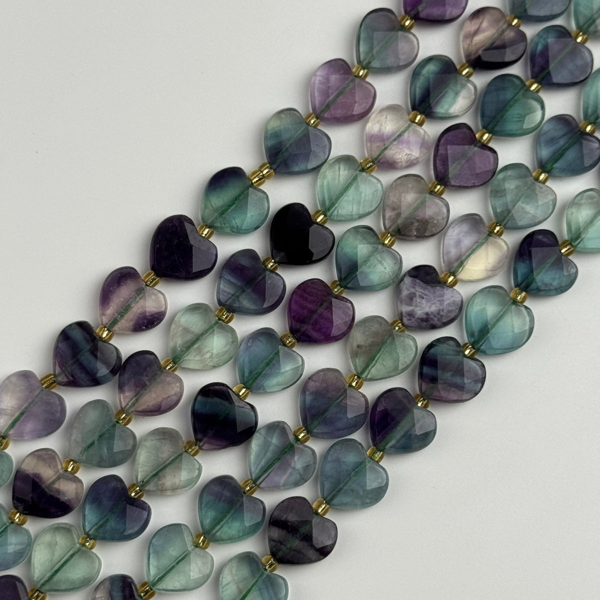 Fluorite Faceted Beads - Heart Shape