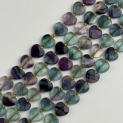 Fluorite Faceted Beads - Heart Shape