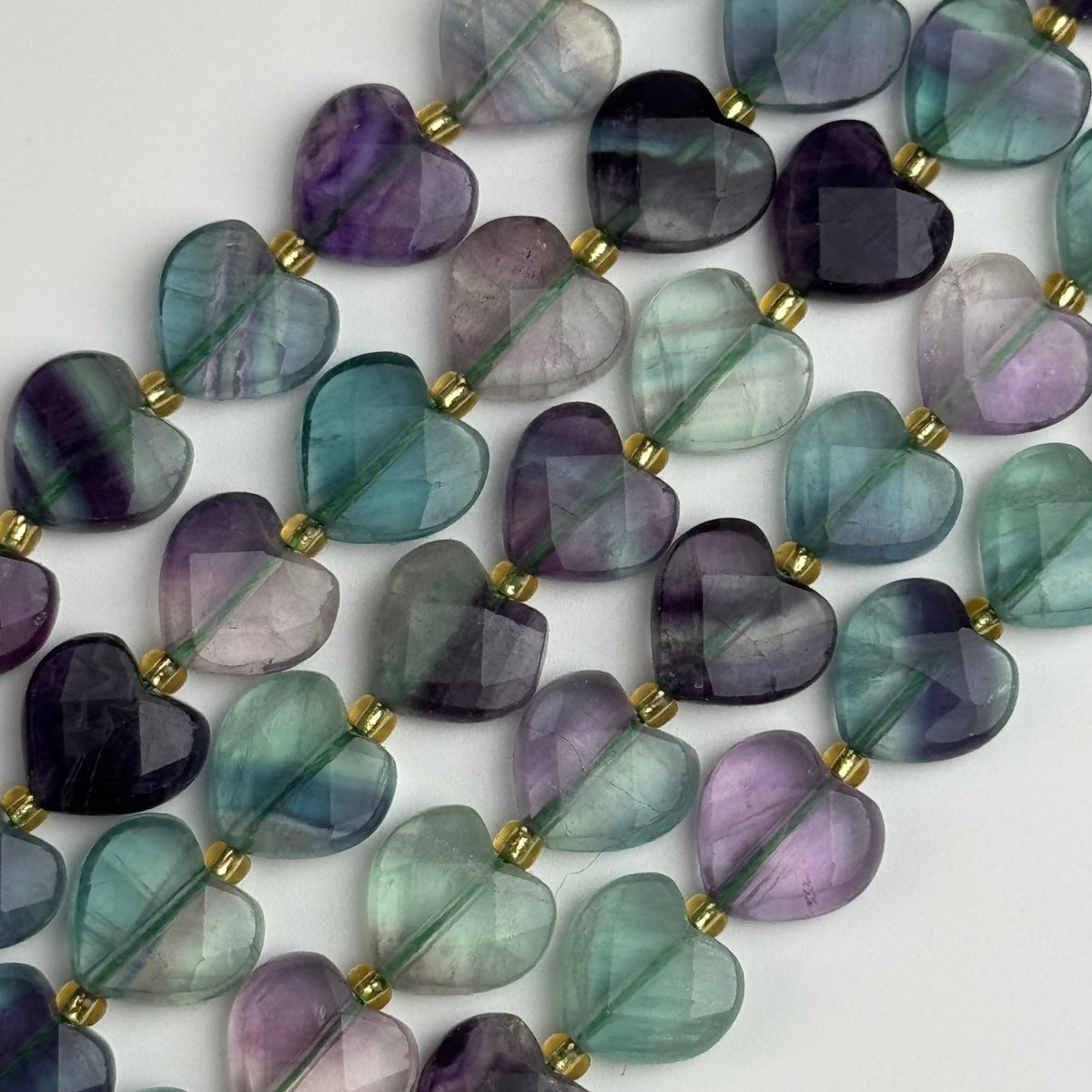 Fluorite Faceted Beads - Heart Shape