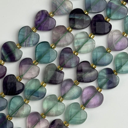 Fluorite Faceted Beads - Heart Shape