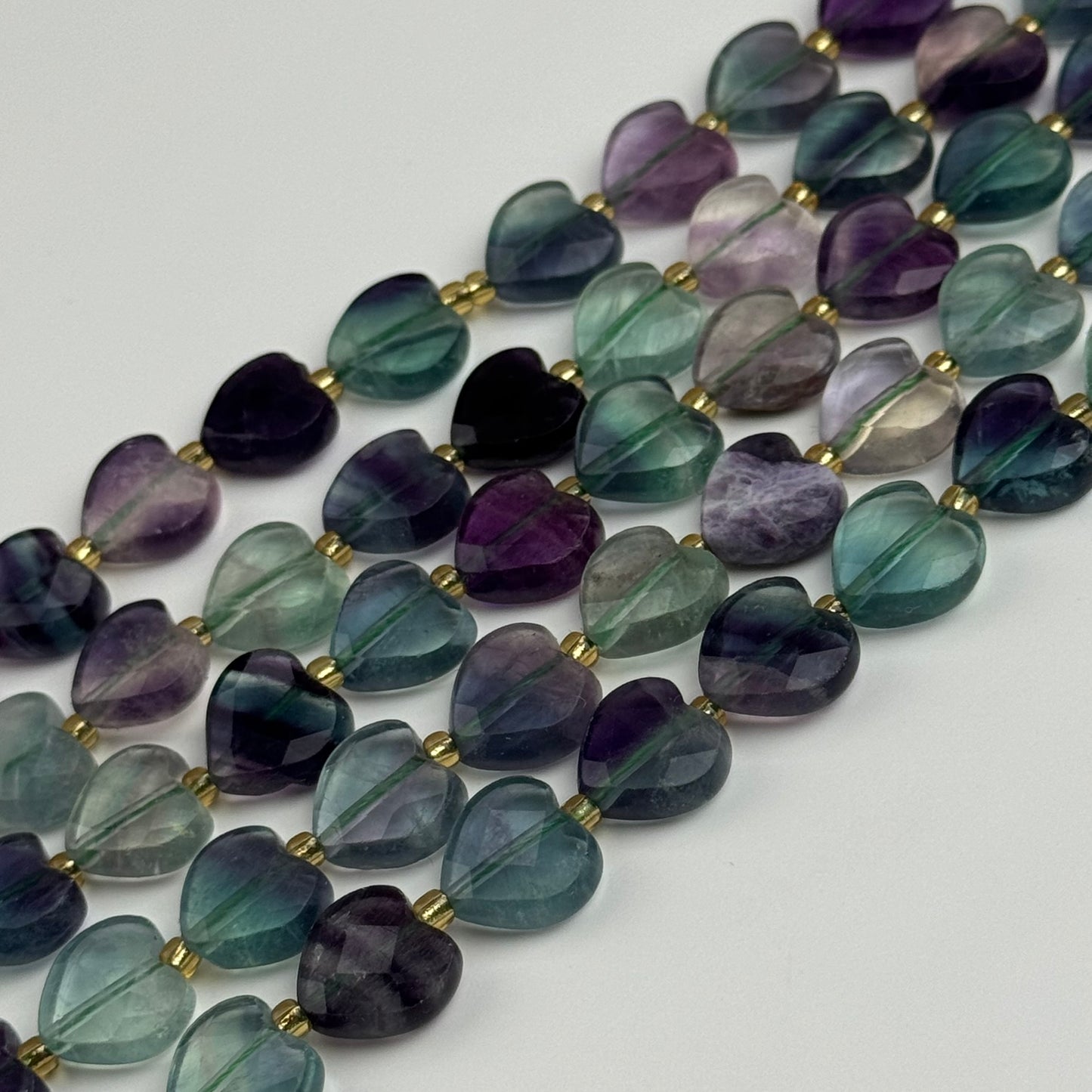 Fluorite Faceted Beads - Heart Shape