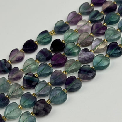Fluorite Faceted Beads - Heart Shape