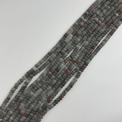 Frosted Rondelle African Bloodstone Beads - (A Quality)