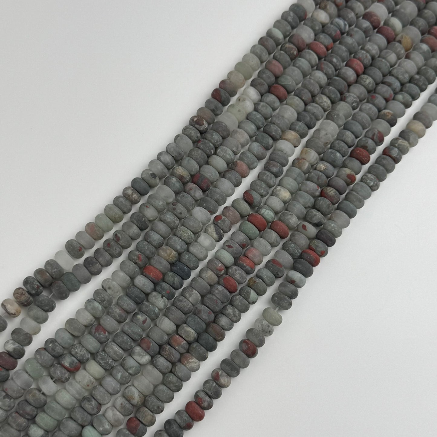 Frosted Rondelle African Bloodstone Beads - (A Quality)