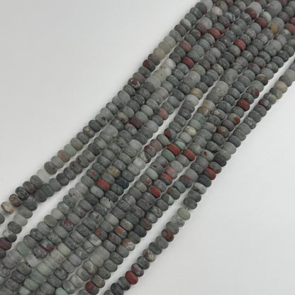 Frosted Rondelle African Bloodstone Beads - (A Quality)