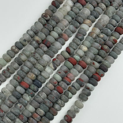 Frosted Rondelle African Bloodstone Beads - (A Quality)