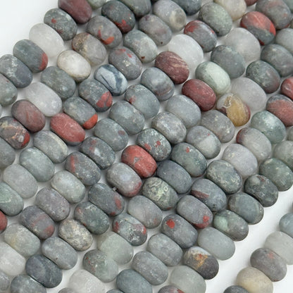 Frosted Rondelle African Bloodstone Beads - (A Quality)