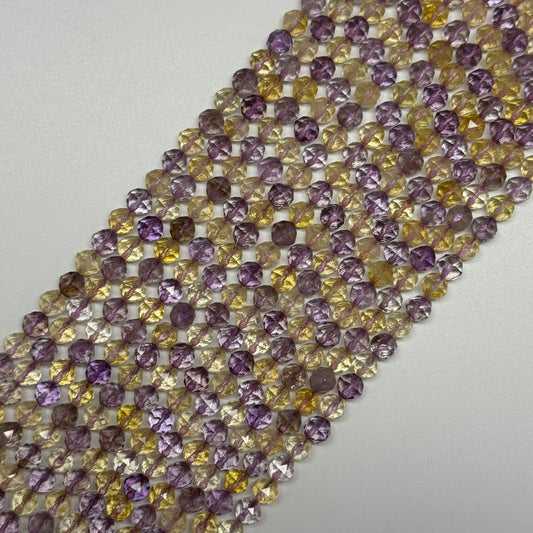 Ametrine Faceted Round Beads - (AA Quality)