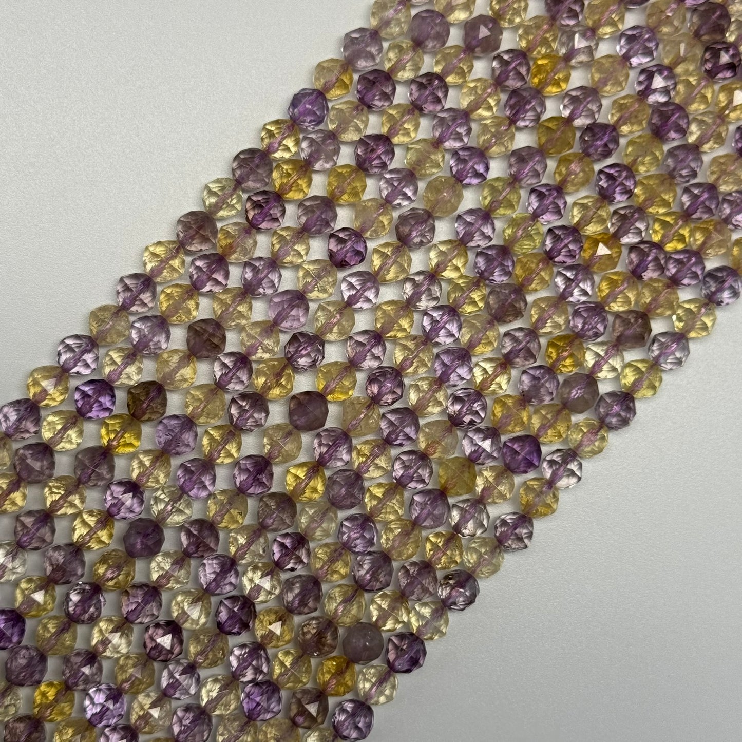 Ametrine Faceted Round Beads - (AA Quality)