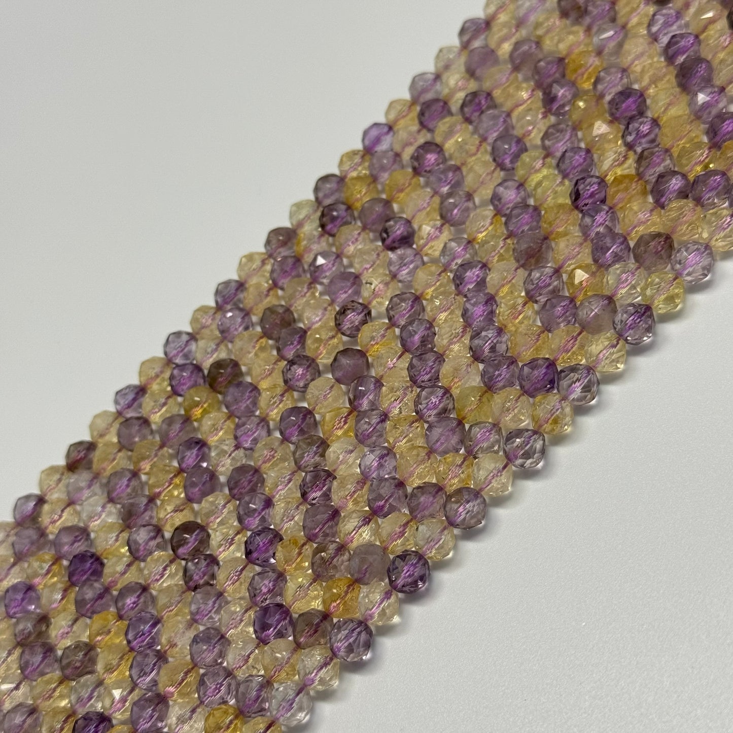 Ametrine Faceted Round Beads - (AA Quality)