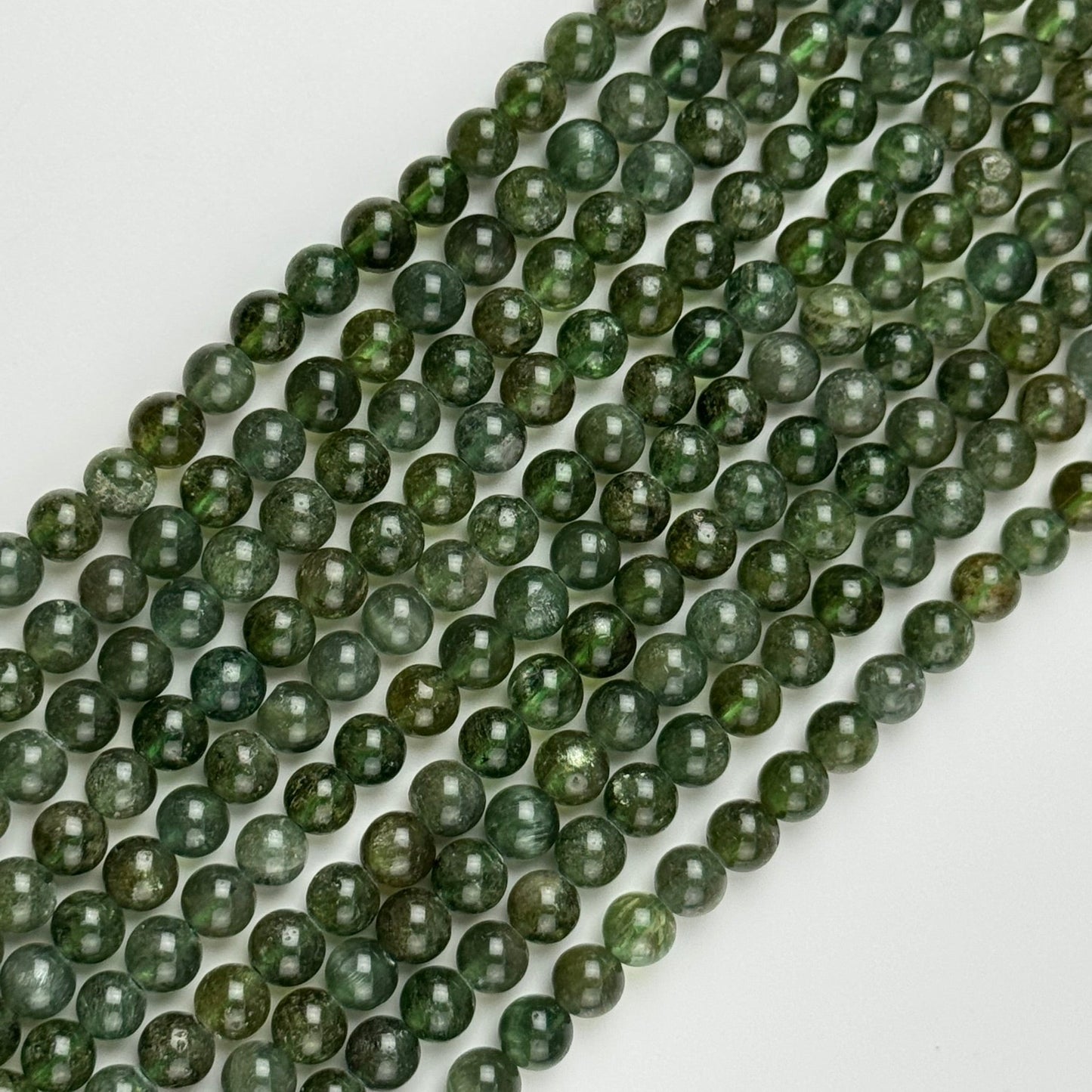 Green Apatite Polished Round Beads
