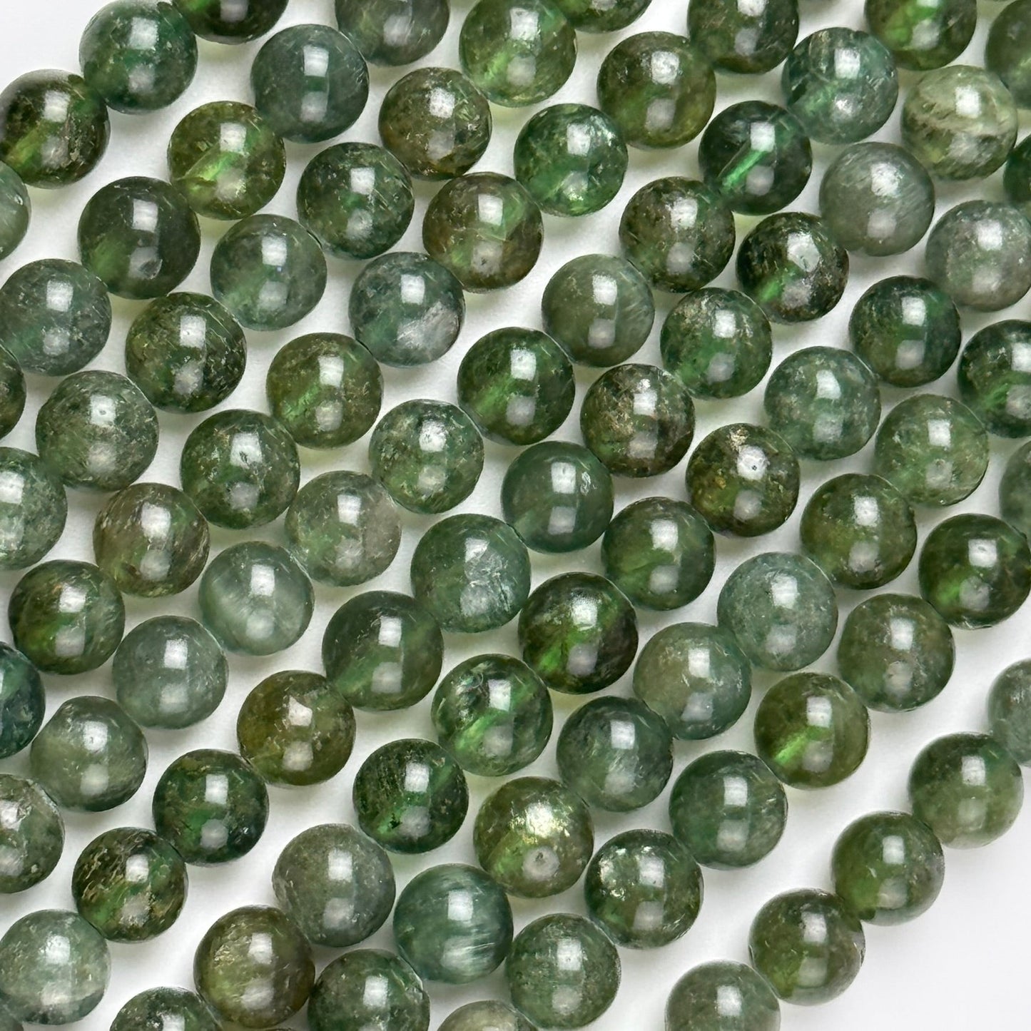 Green Apatite Polished Round Beads