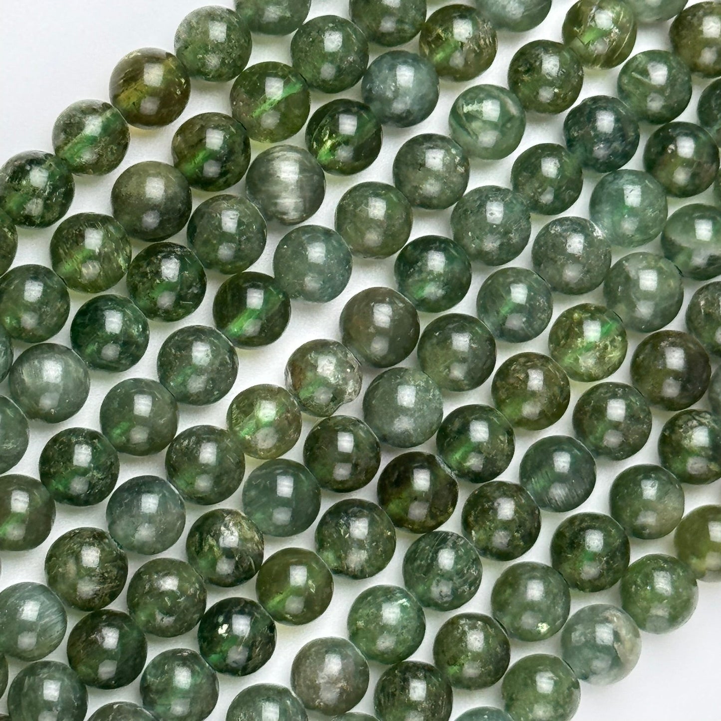 Green Apatite Polished Round Beads
