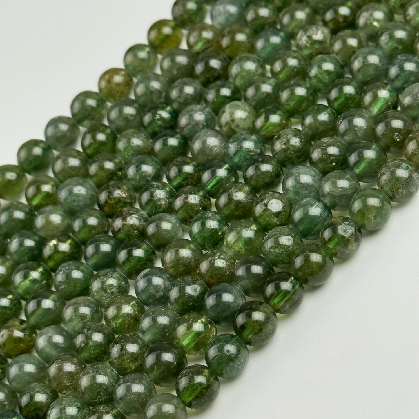 Green Apatite Polished Round Beads