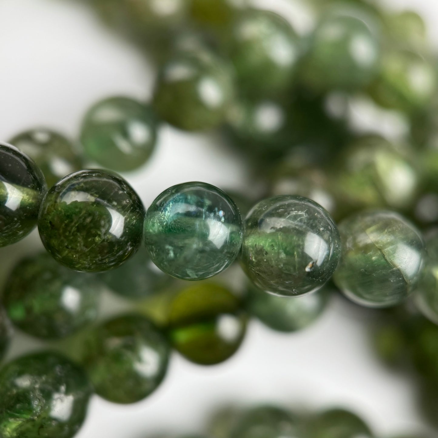 Green Apatite Polished Round Beads